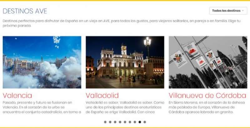 La web de ciudades AVE propone planes por toda EspaÃ±a. /EPDA