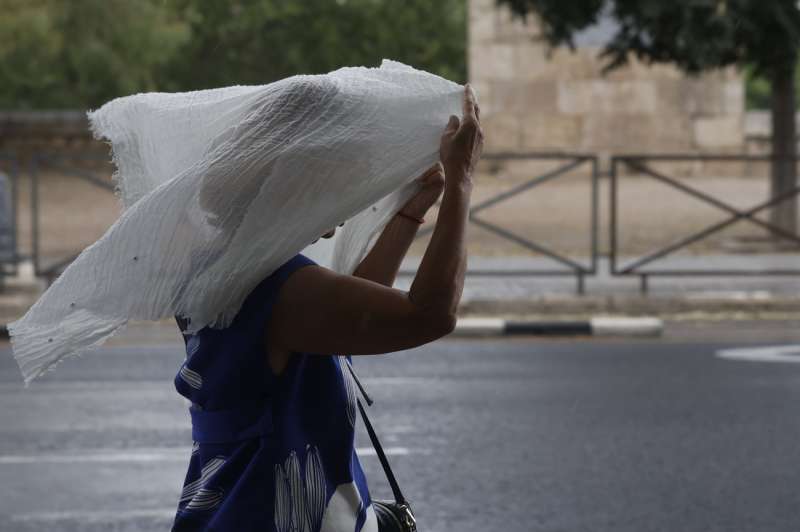 Una mujer se protege de la lluvia durante la tormenta caÃ­da hoy en valencia. EFE/ Kai FÃ¶rsterling/Archivo
