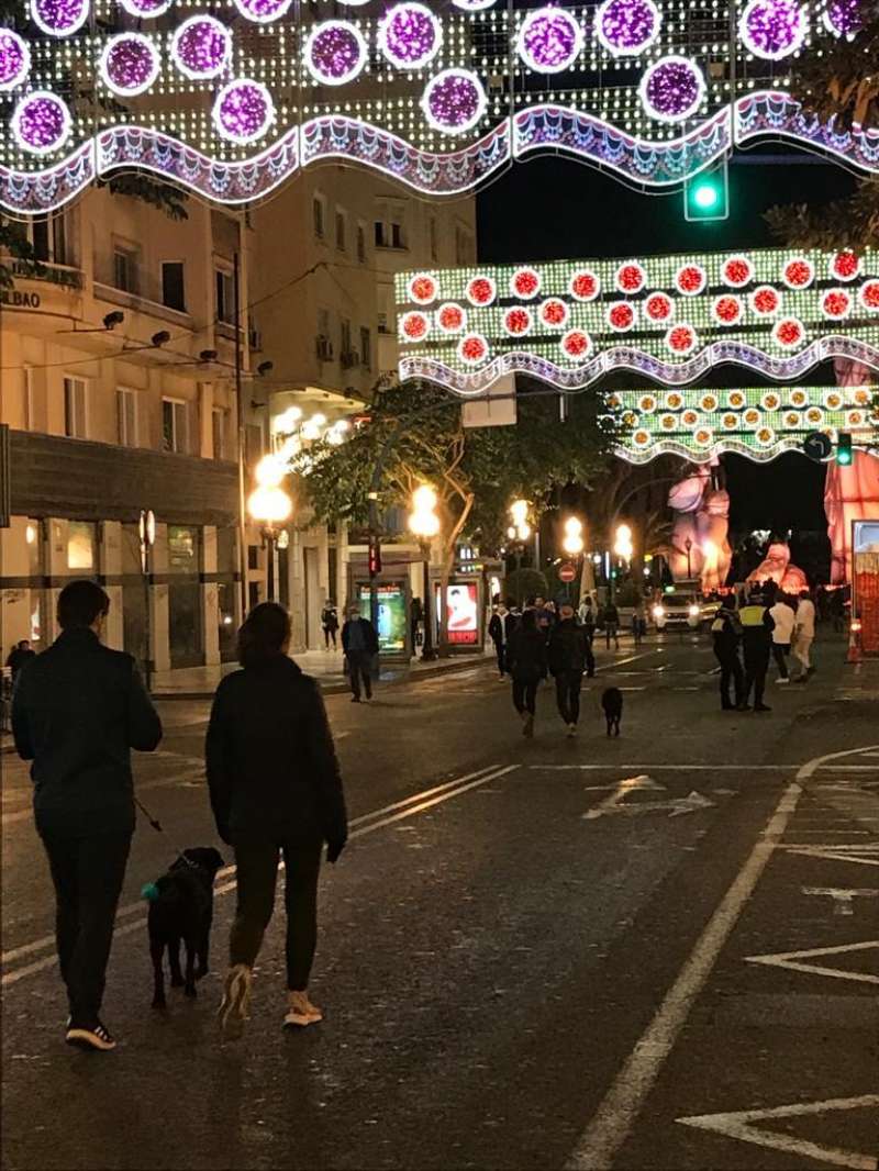 Calle de Alicante con luces de Navidad. /EPDA
