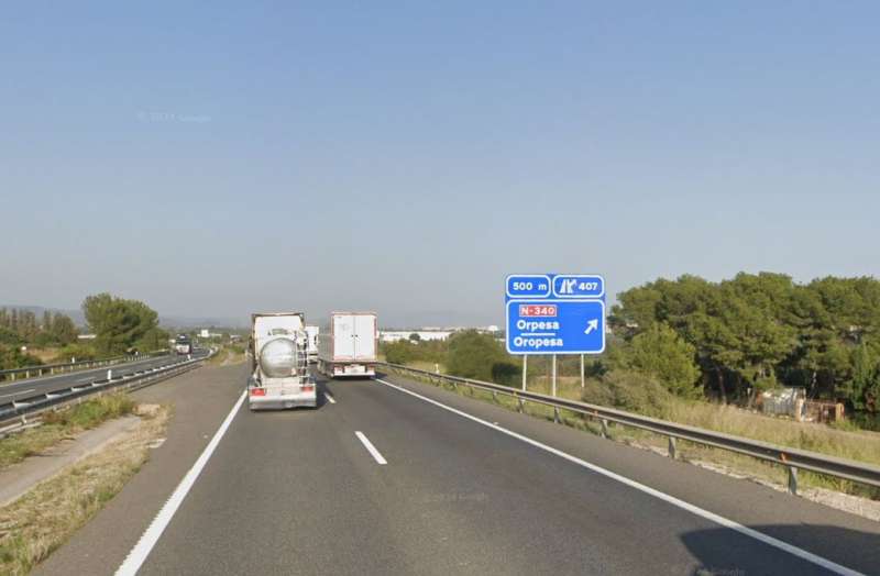 AP-7 a la altura de Oropesa del Mar. GOOGLE MAPS