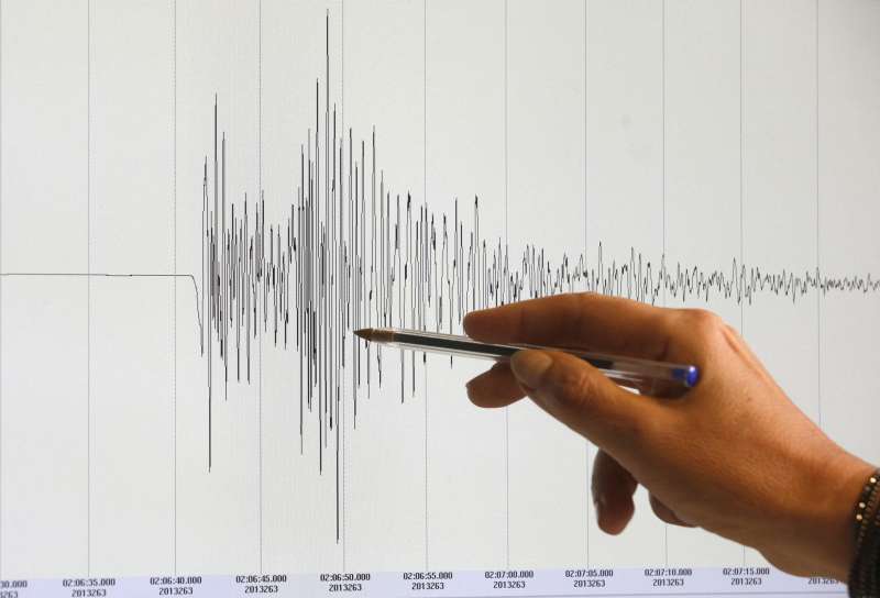 Un gelogo seala un grfico que muestra la amplitud de un terremoto. EFEGeorg HochmuthArchivo