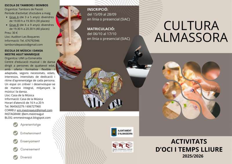 Programa de actividades de ocio y tiempo libre Almassora 2025-2026.  EPDA
