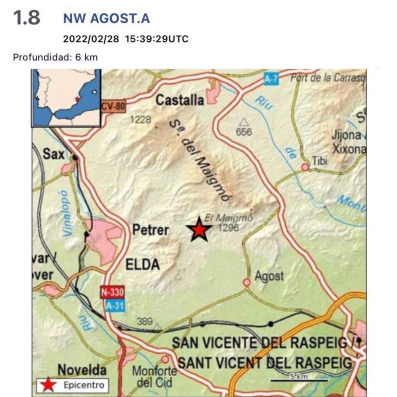 Mapa de la ubicaciÃ³n de Agost, en Alicante. EFE/UA
